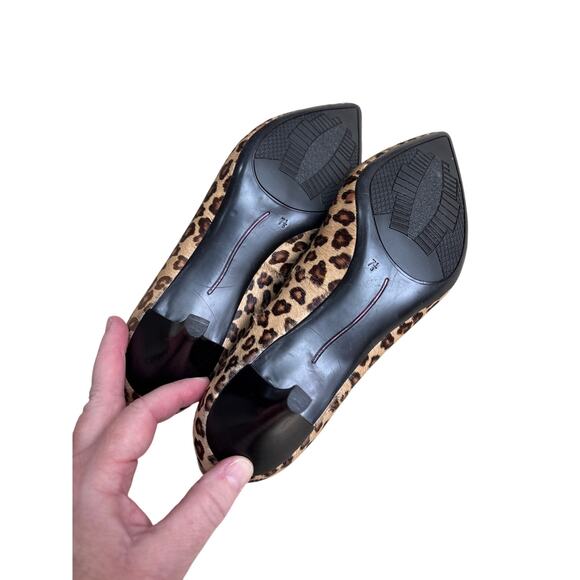 Bandolino Zandino b-flex pumps US 7.5M tan brown pony hair leather kitten heels - Picture 9 of 9